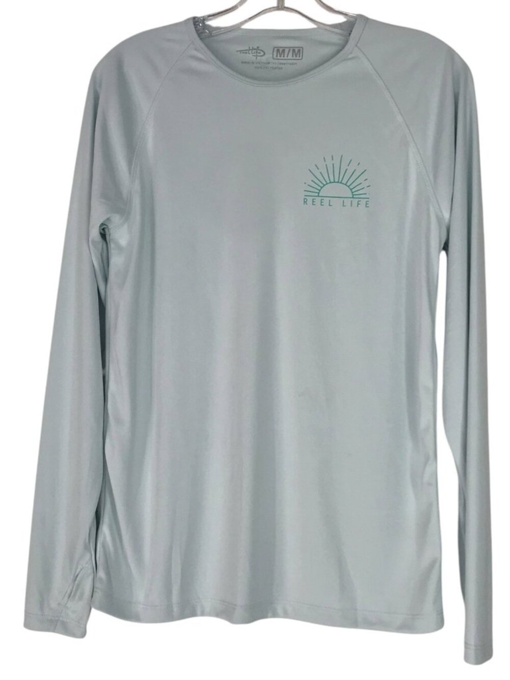 Reel Life Shirt Mens Size Medium Long Sleeve Fishing Light Blue Outdoors